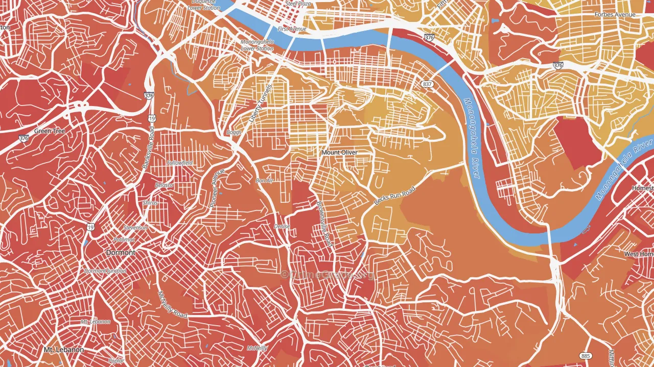 15210, PA Map of Vehicle Theft Rates