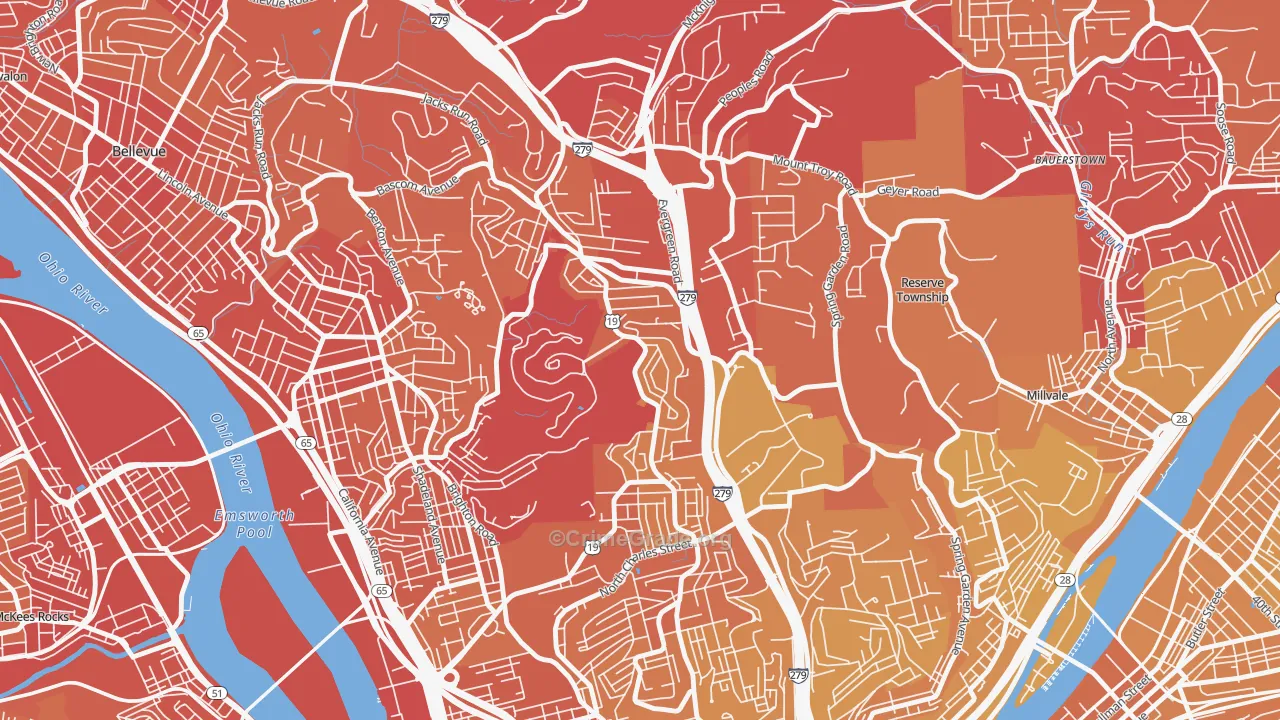 15214, PA Map of Vehicle Theft Rates