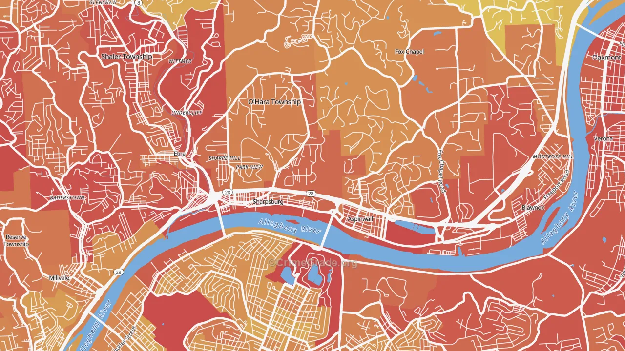 15215, PA Map of Vehicle Theft Rates