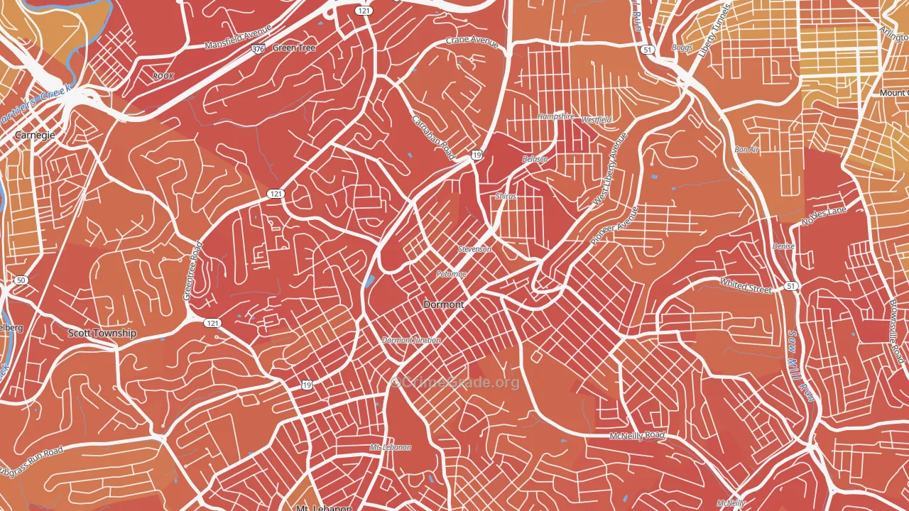 15216, PA Map of Vehicle Theft Rates