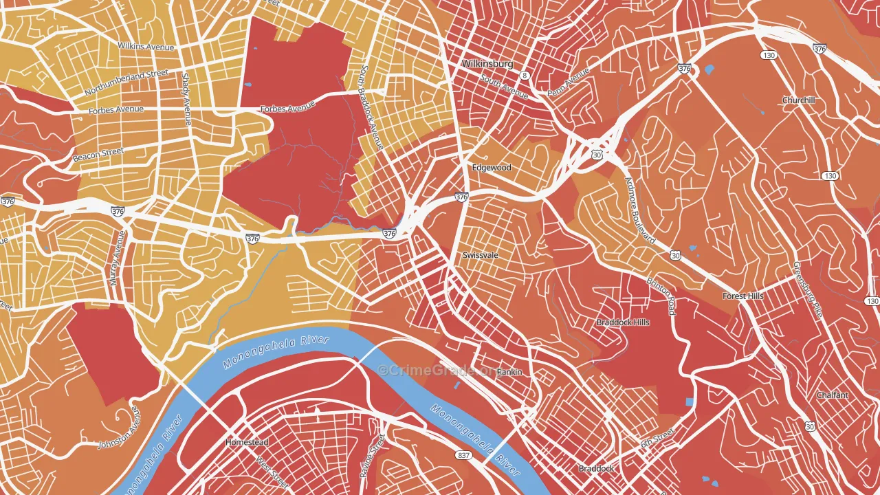 15218, PA Map of Vehicle Theft Rates