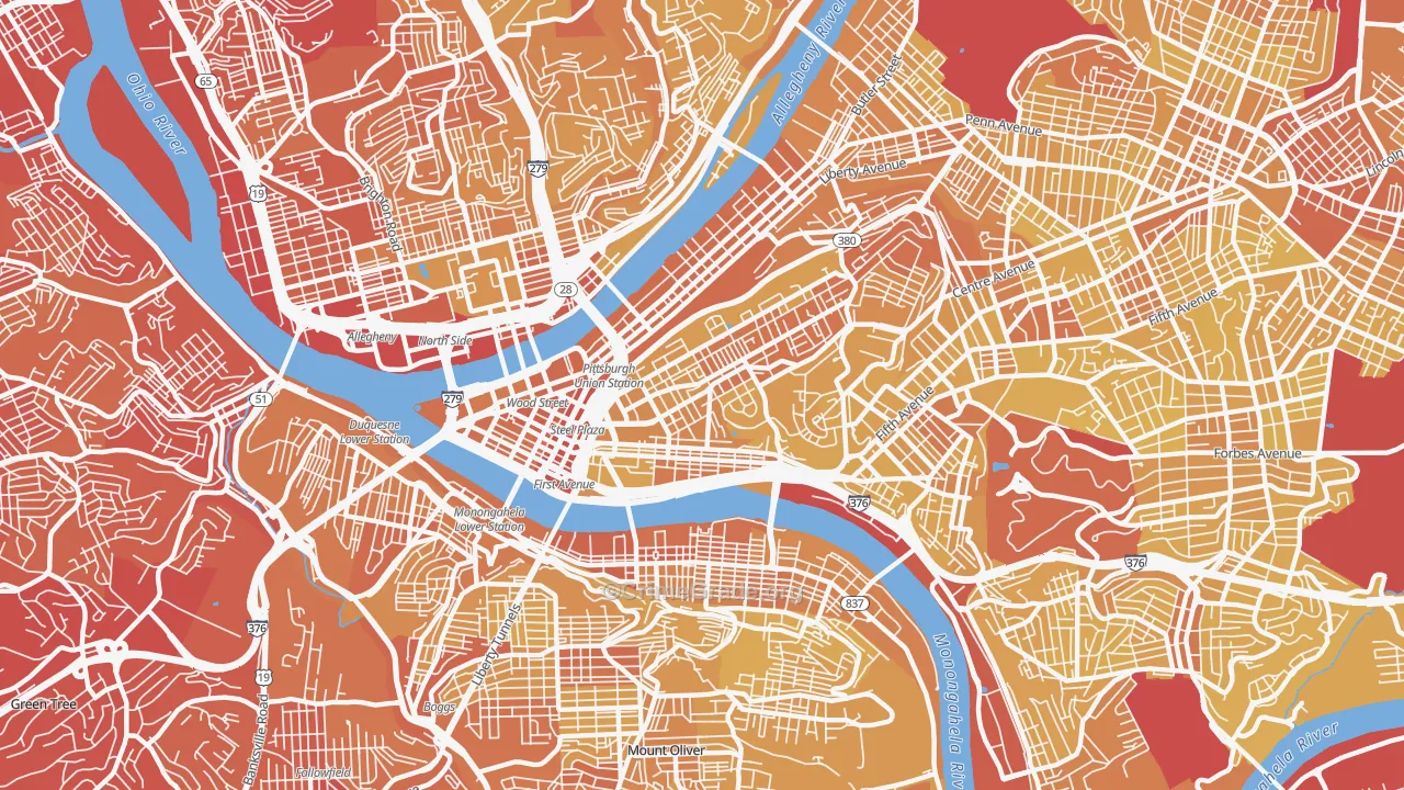 15219, PA Map of Vehicle Theft Rates