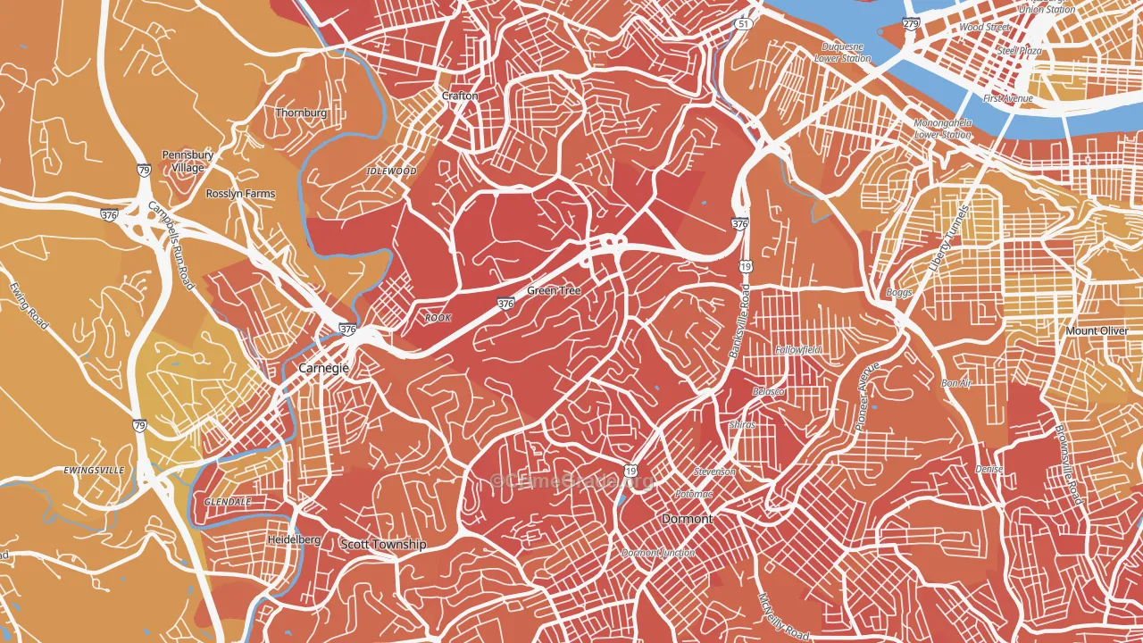 15220, PA Map of Vehicle Theft Rates