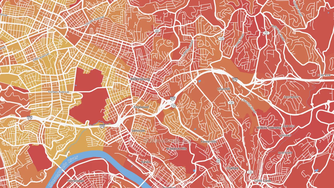 15221, PA Map of Vehicle Theft Rates