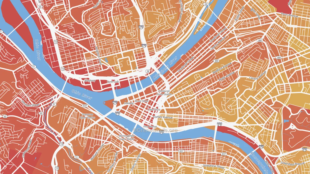 15222, PA Map of Vehicle Theft Rates