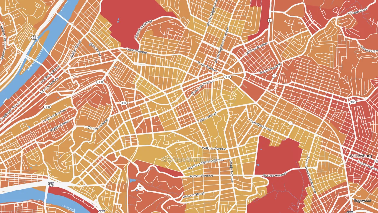15232, PA Map of Vehicle Theft Rates