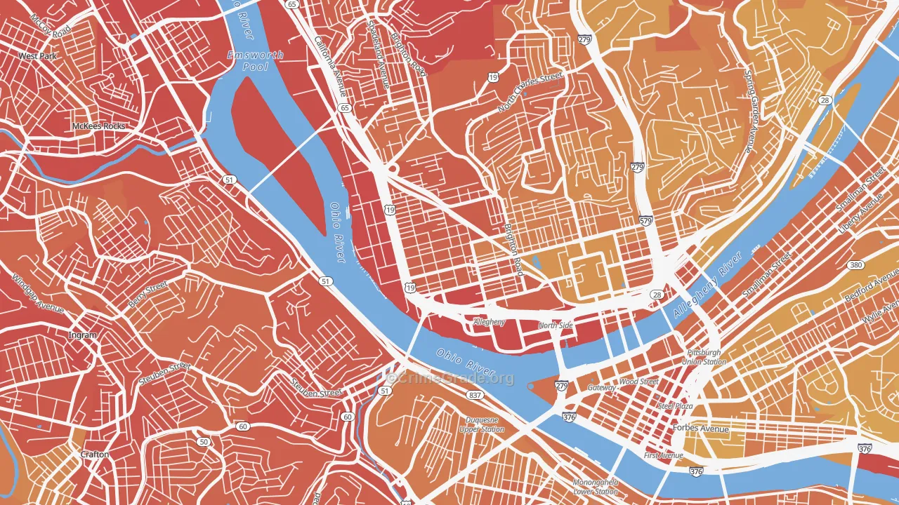 15233, PA Map of Vehicle Theft Rates