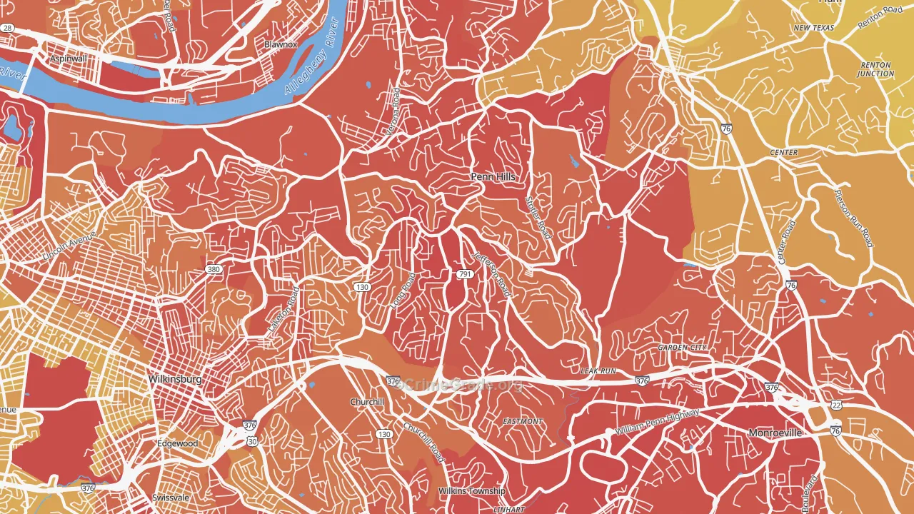 15235, PA Map of Vehicle Theft Rates