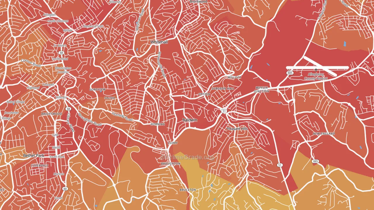 15236, PA Map of Vehicle Theft Rates