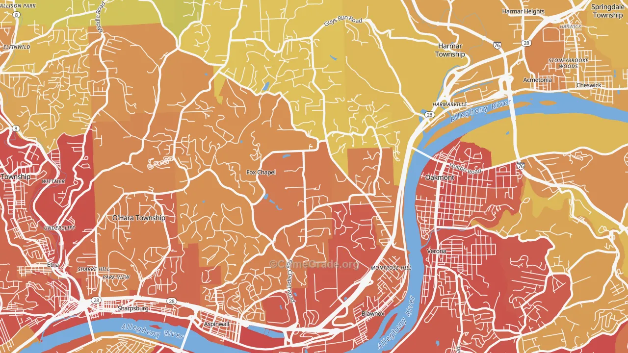 15238, PA Map of Vehicle Theft Rates