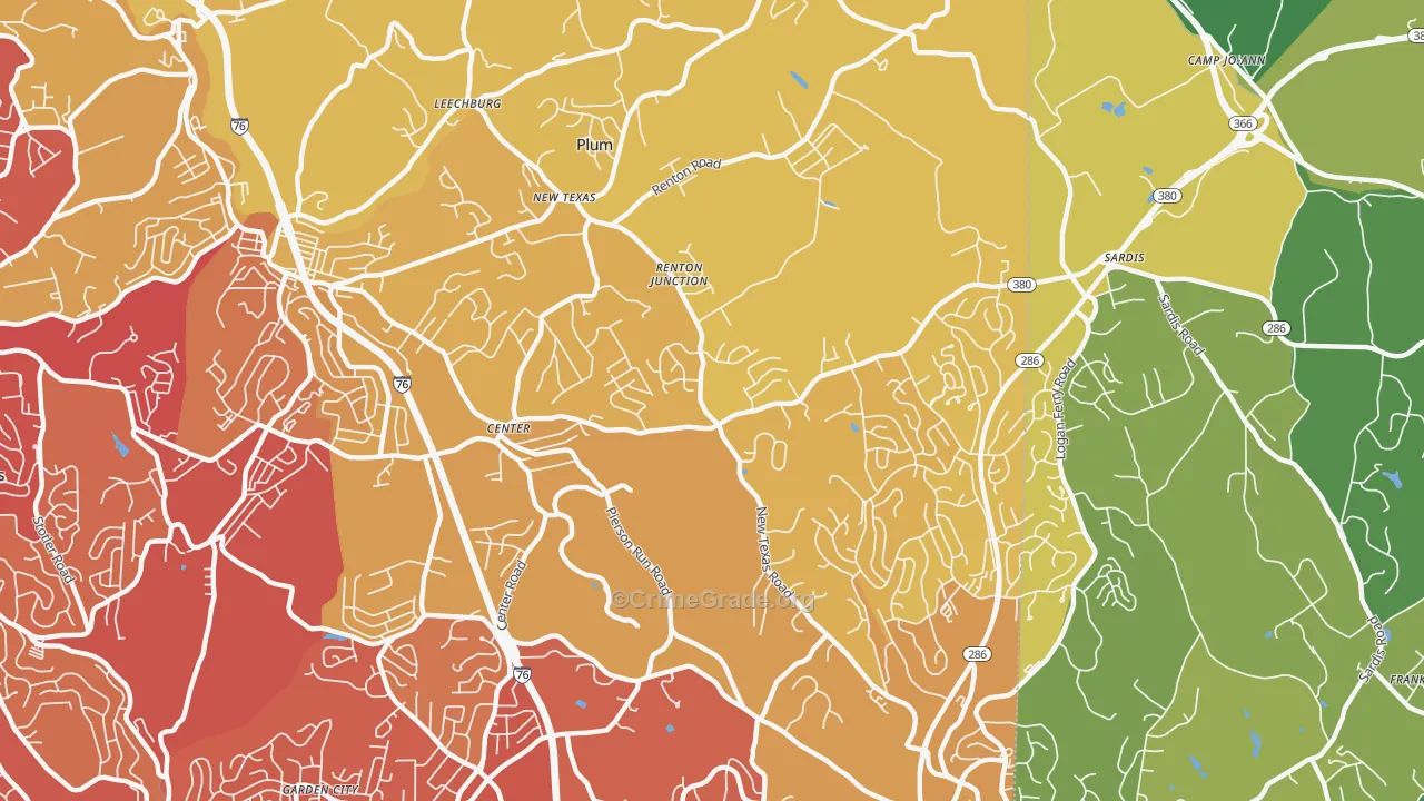 15239, PA Map of Vehicle Theft Rates