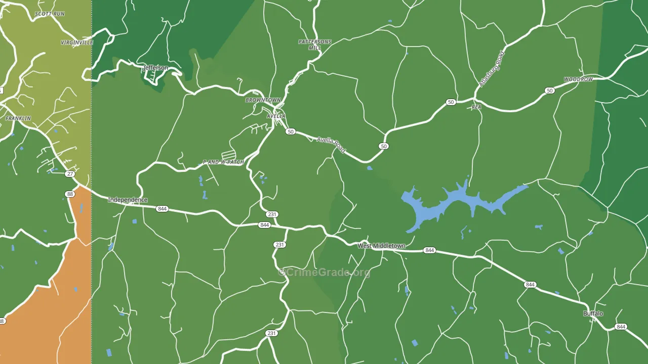 15312, PA Map of Vehicle Theft Rates