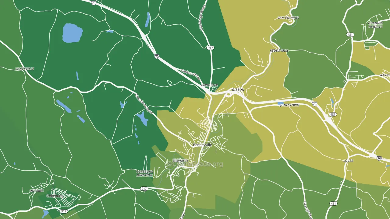 15314, PA Map of Vehicle Theft Rates
