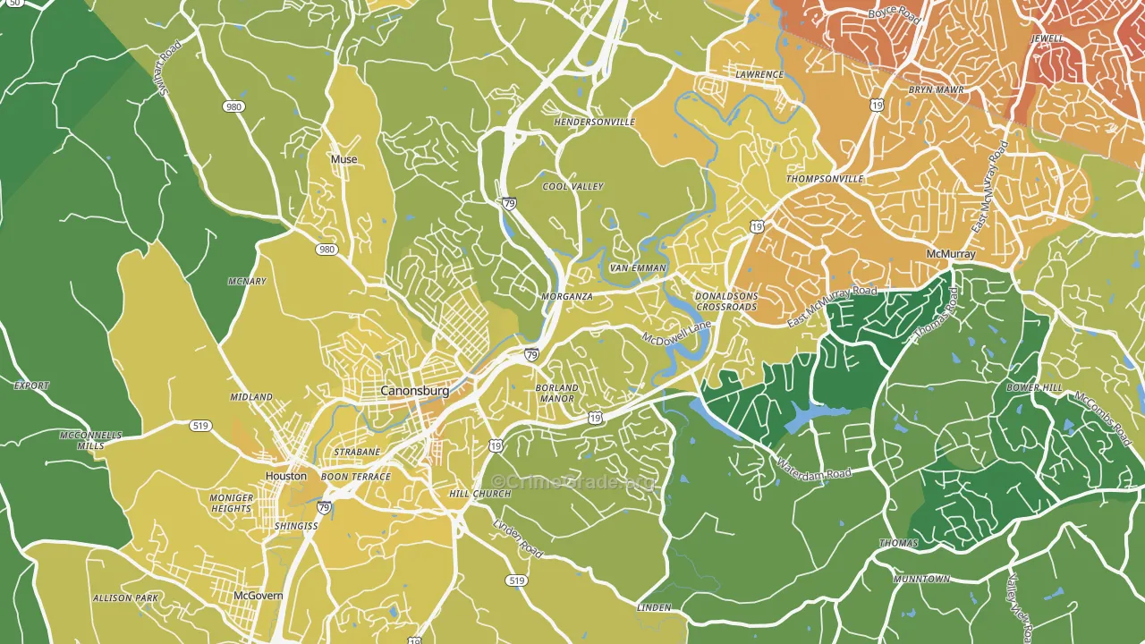 15317, PA Map of Vehicle Theft Rates