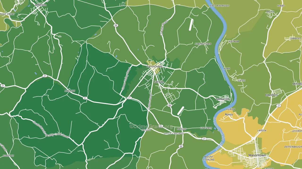 15320, PA Map of Vehicle Theft Rates