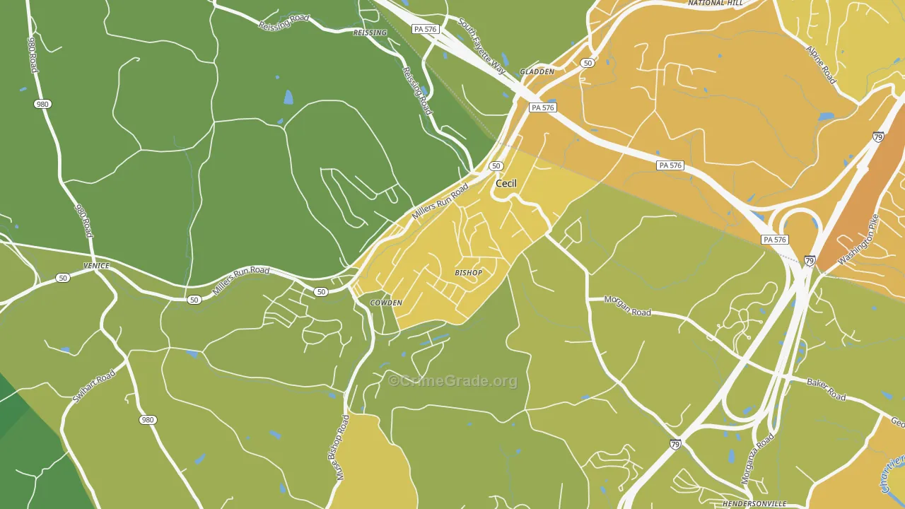 15321, PA Map of Vehicle Theft Rates