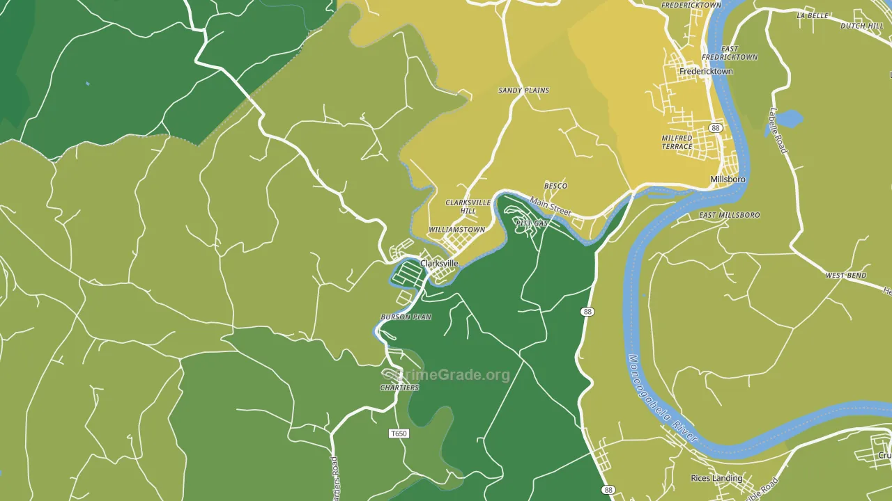 15322, PA Map of Vehicle Theft Rates