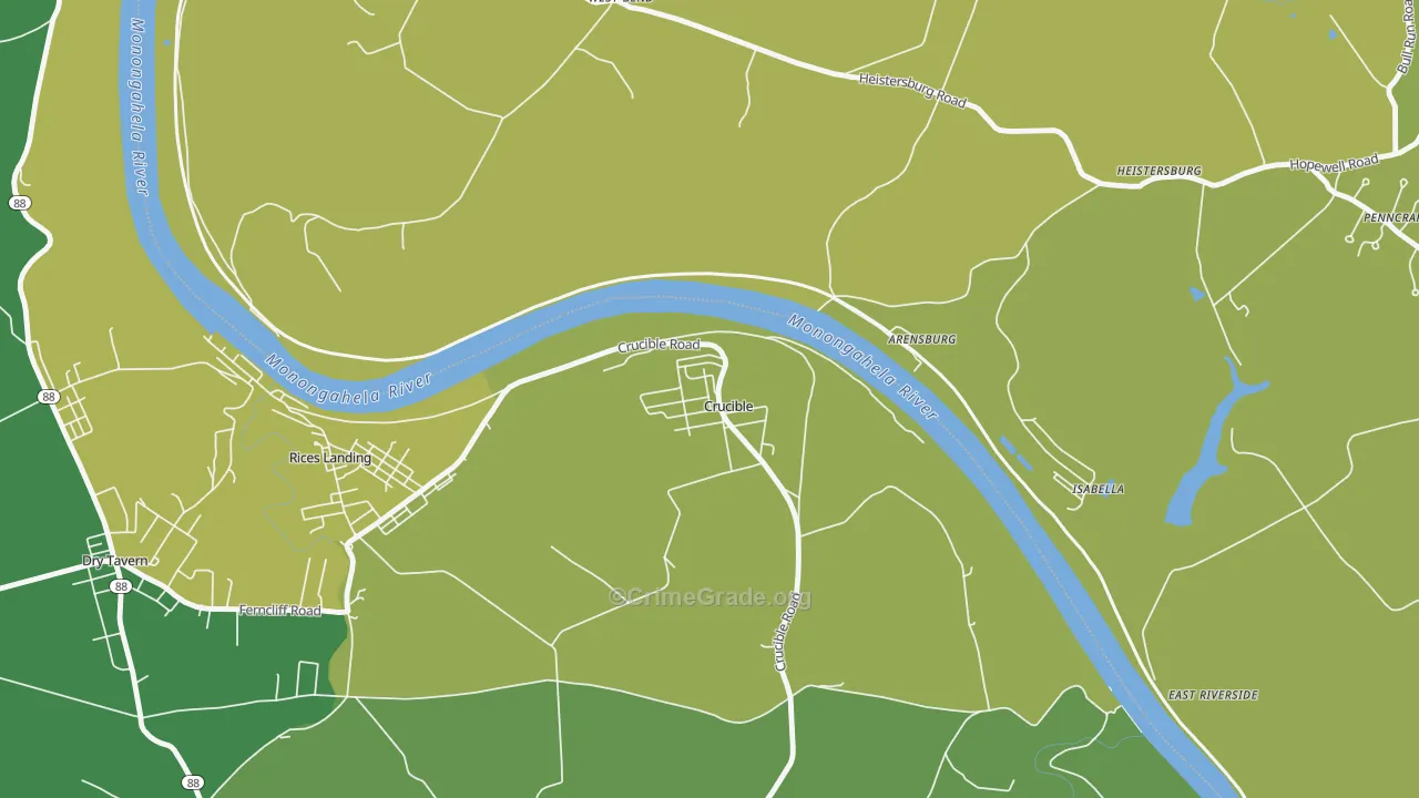 15325, PA Map of Vehicle Theft Rates