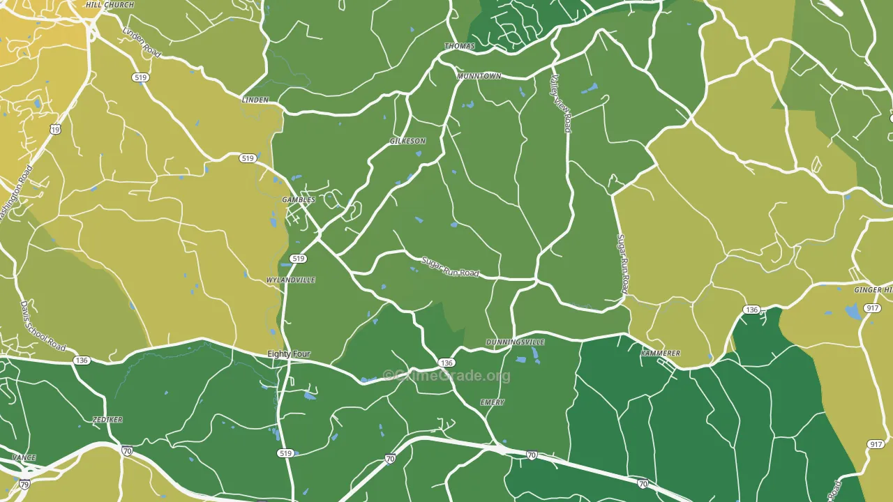 15330, PA Map of Vehicle Theft Rates