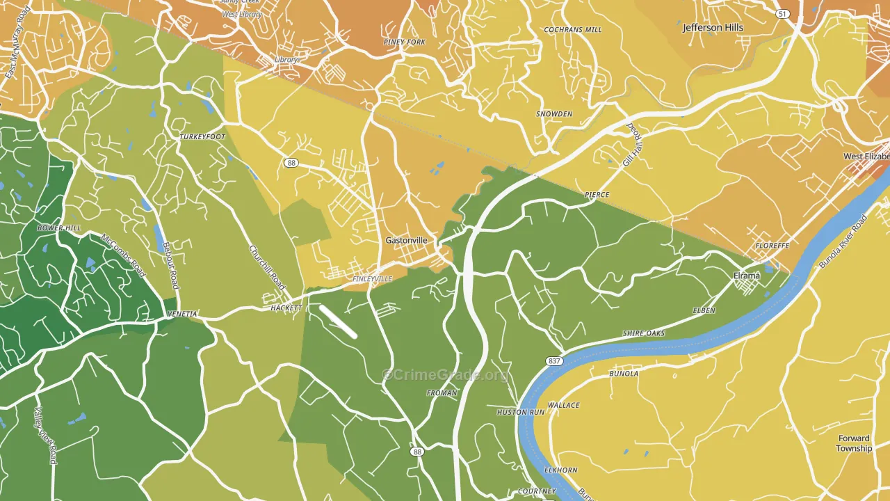 15332, PA Map of Vehicle Theft Rates