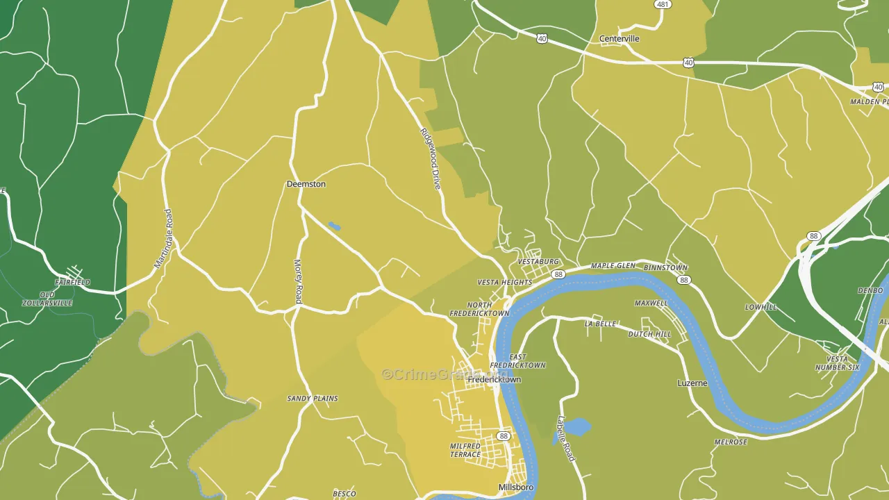15333, PA Map of Vehicle Theft Rates