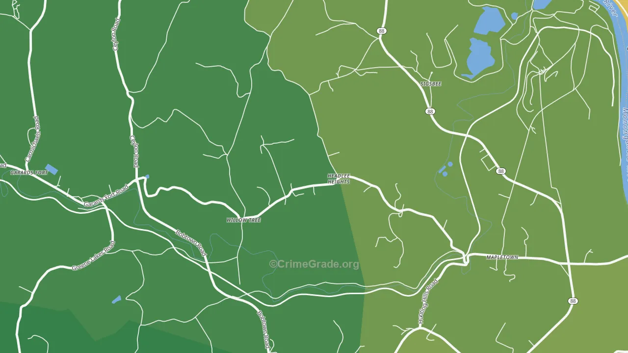 15334, PA Map of Vehicle Theft Rates