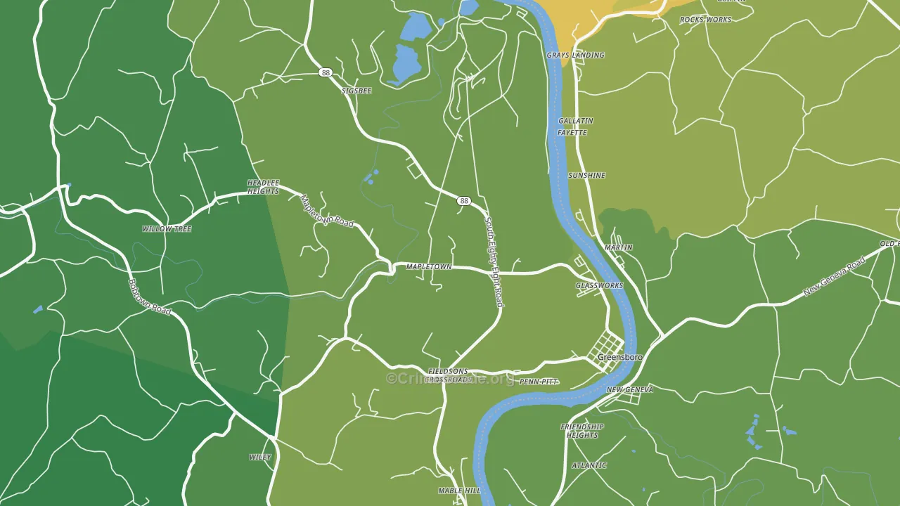 15338, PA Map of Vehicle Theft Rates