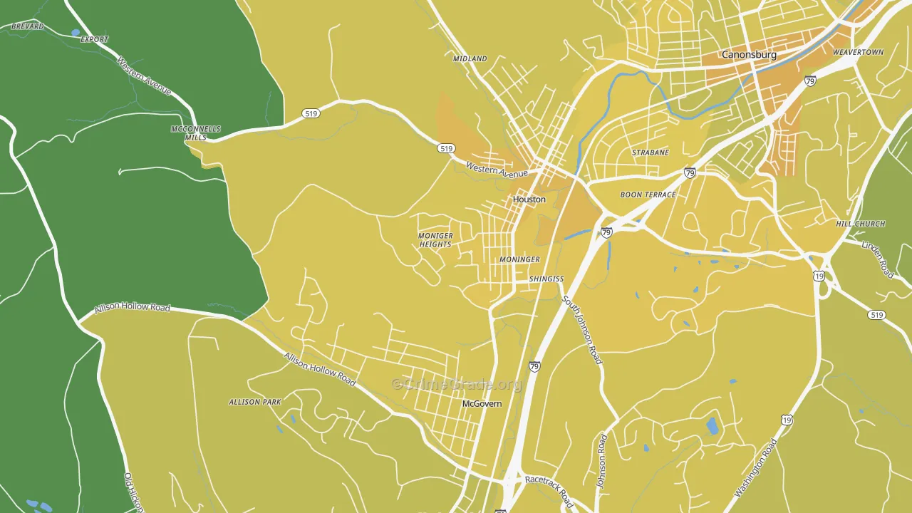 15342, PA Map of Vehicle Theft Rates