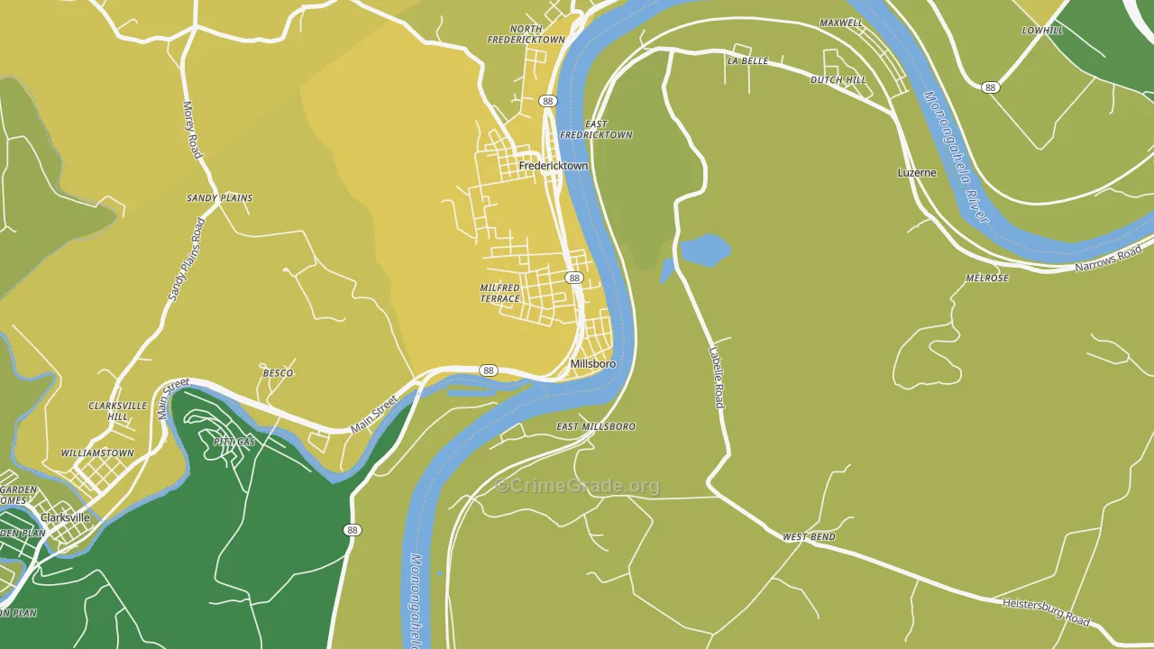 15348, PA Map of Vehicle Theft Rates