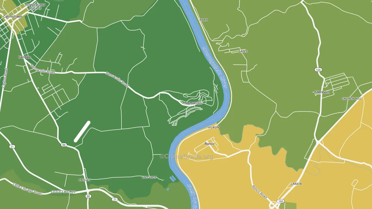 15351, PA Map of Vehicle Theft Rates