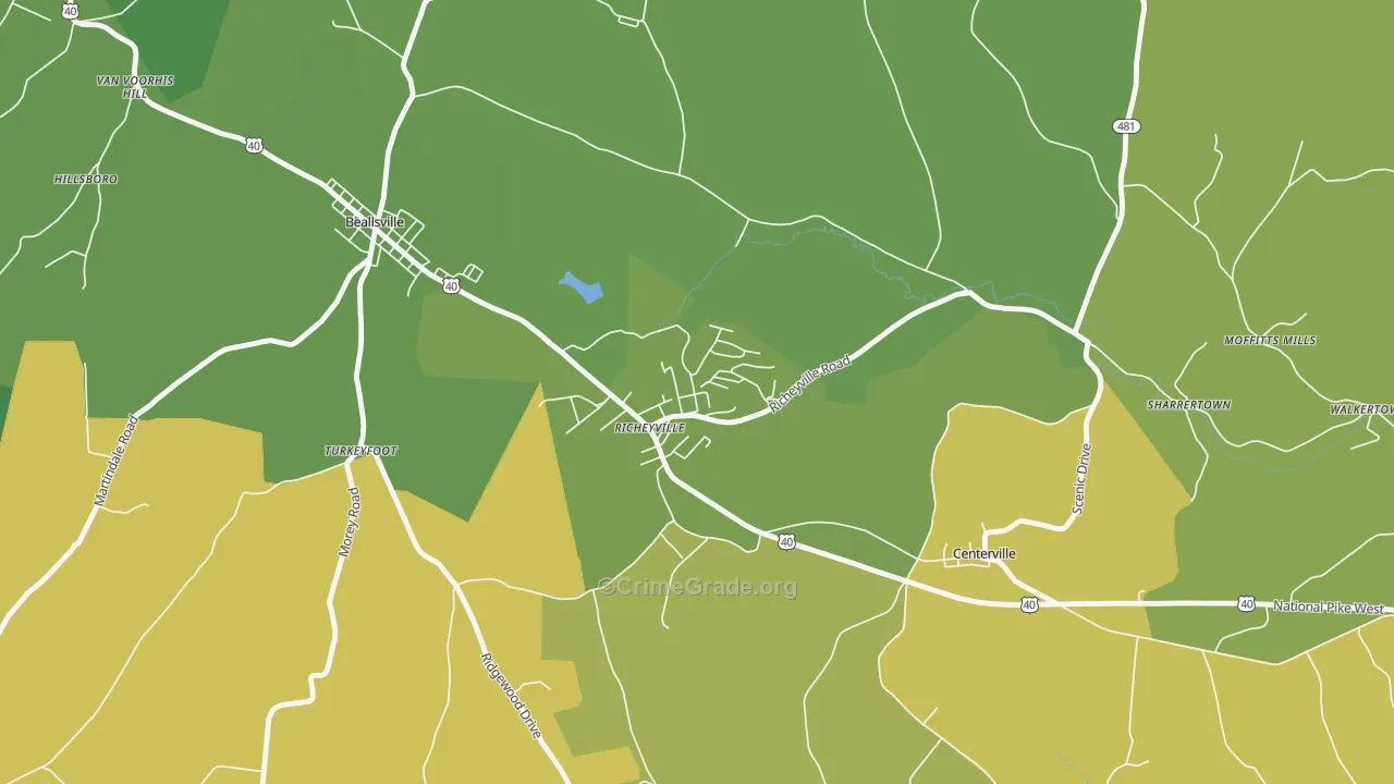 15358, PA Map of Vehicle Theft Rates