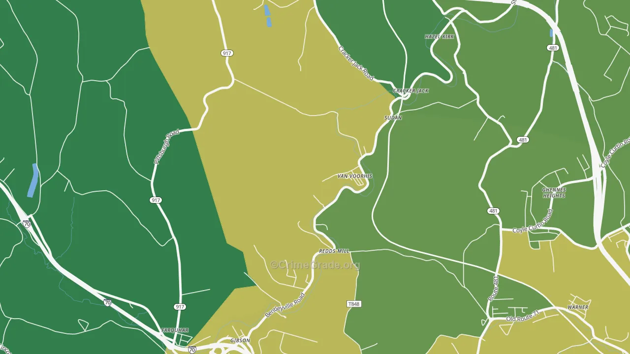 15366, PA Map of Vehicle Theft Rates