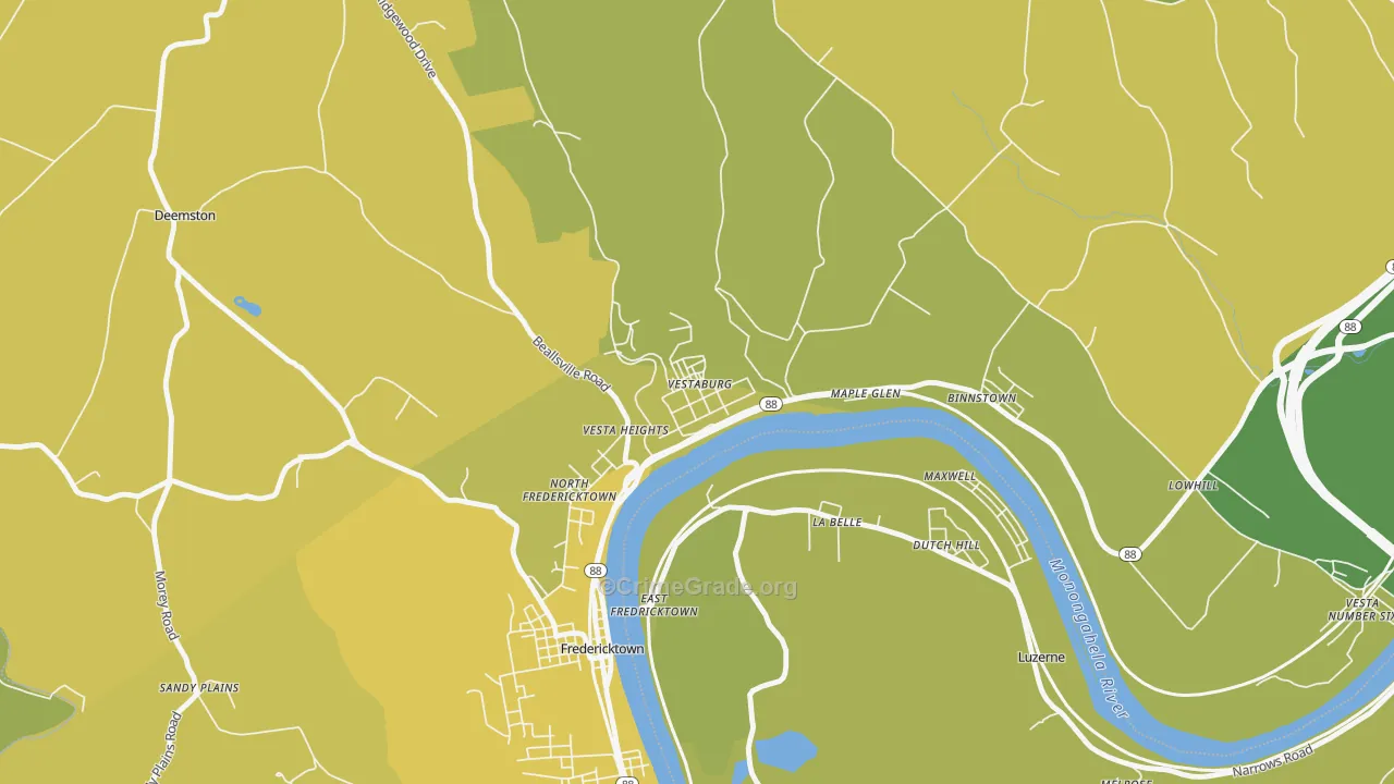 15368, PA Map of Vehicle Theft Rates