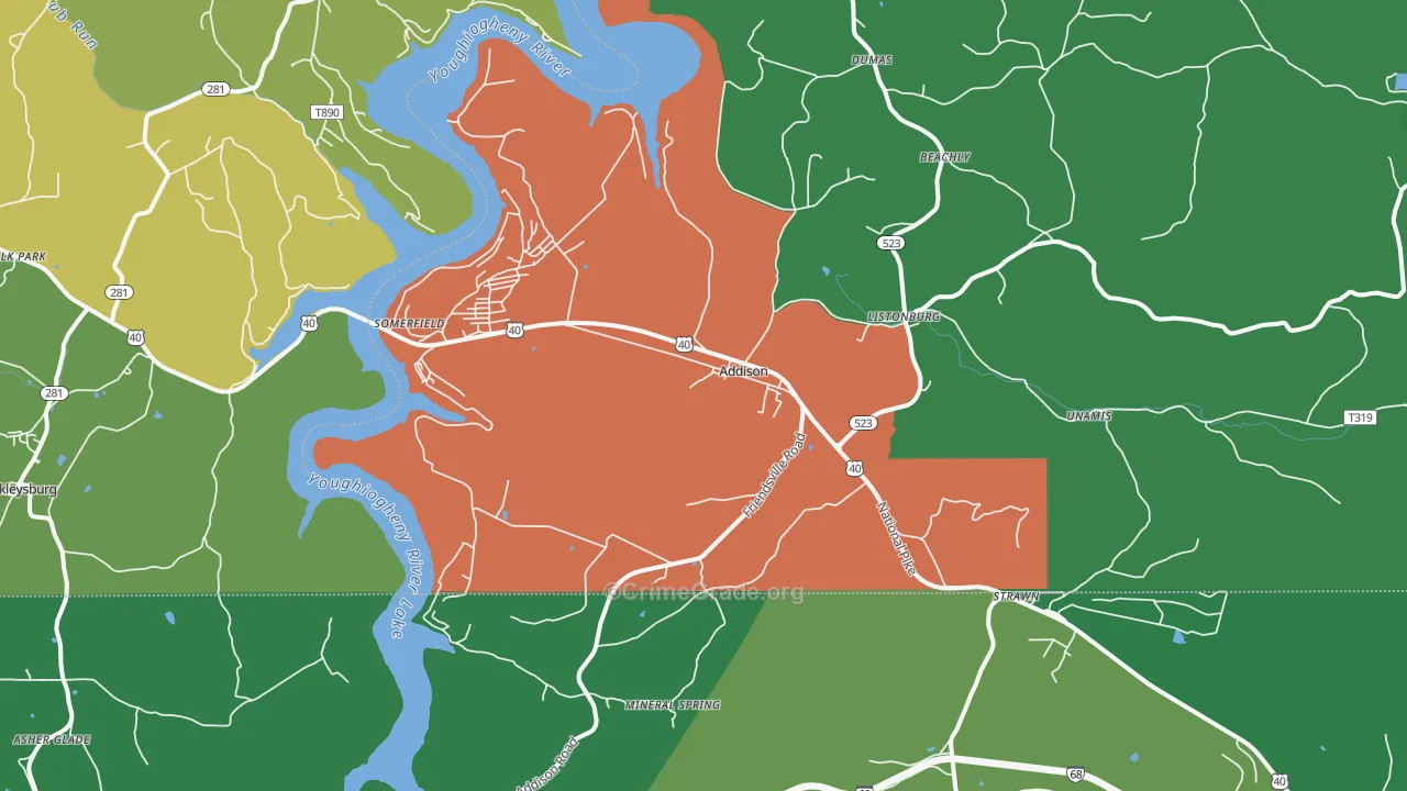 15411, PA Map of Vehicle Theft Rates