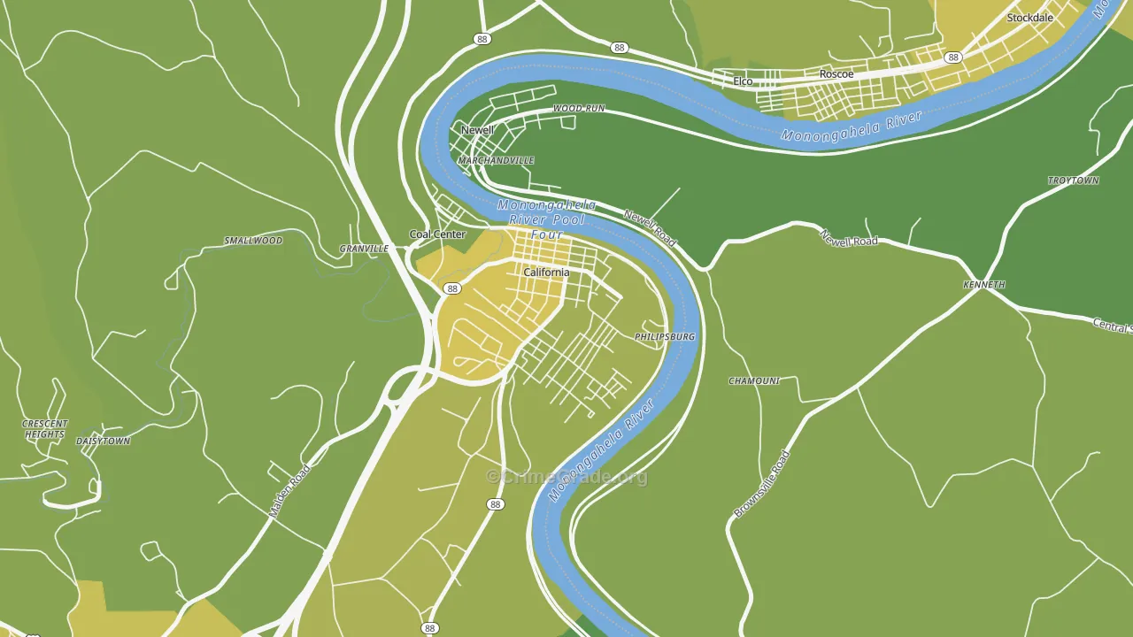 15419, PA Map of Vehicle Theft Rates