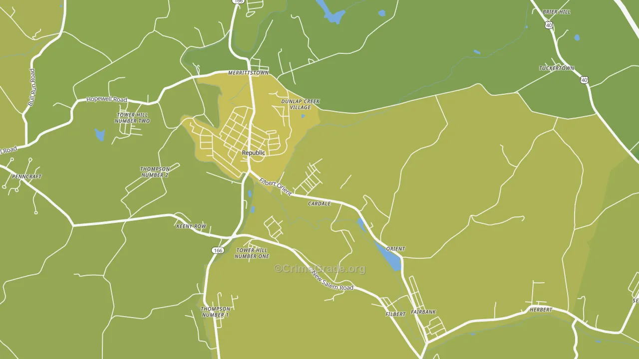 15420, PA Map of Vehicle Theft Rates