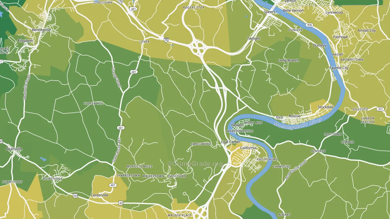 15423, PA Map of Vehicle Theft Rates