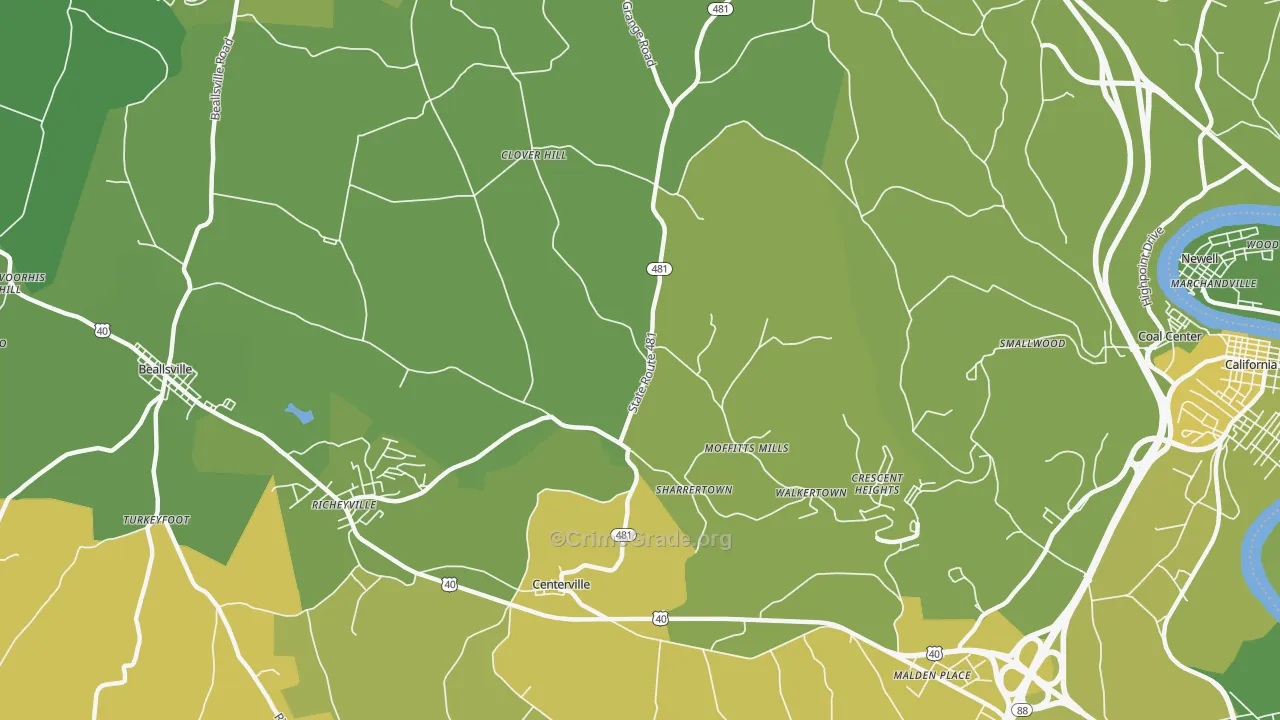 15427, PA Map of Vehicle Theft Rates