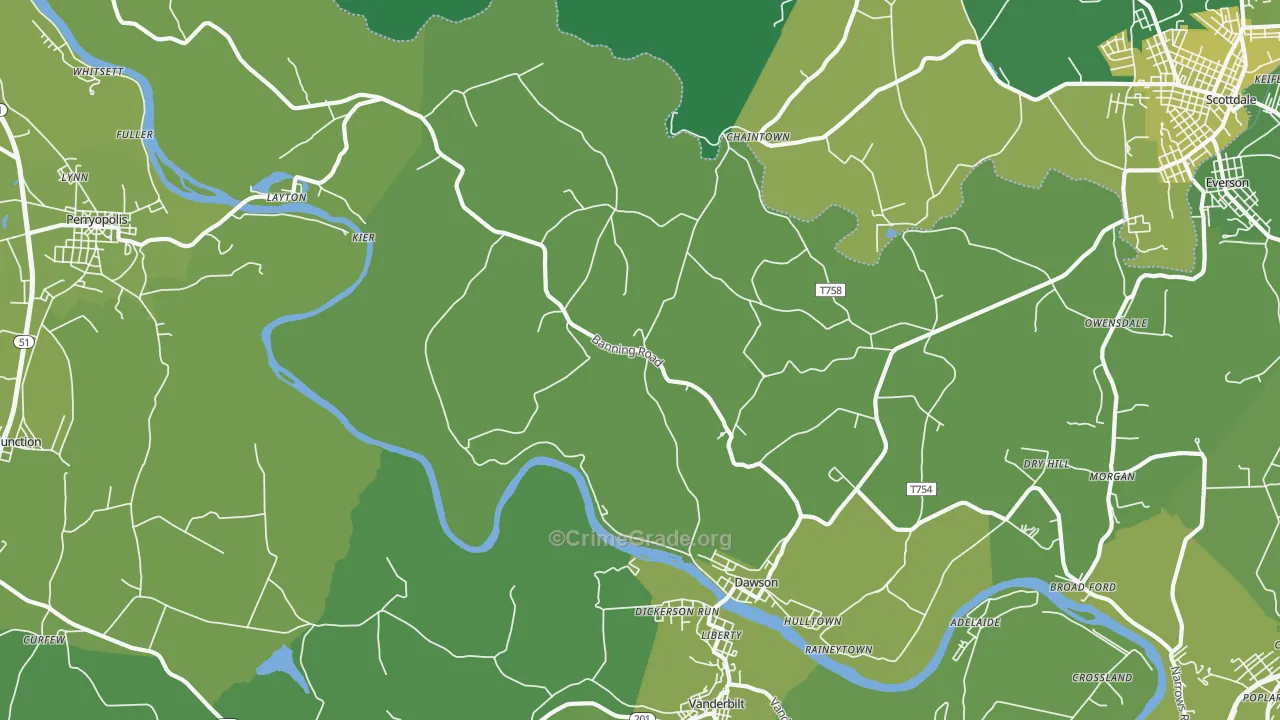 15428, PA Map of Vehicle Theft Rates