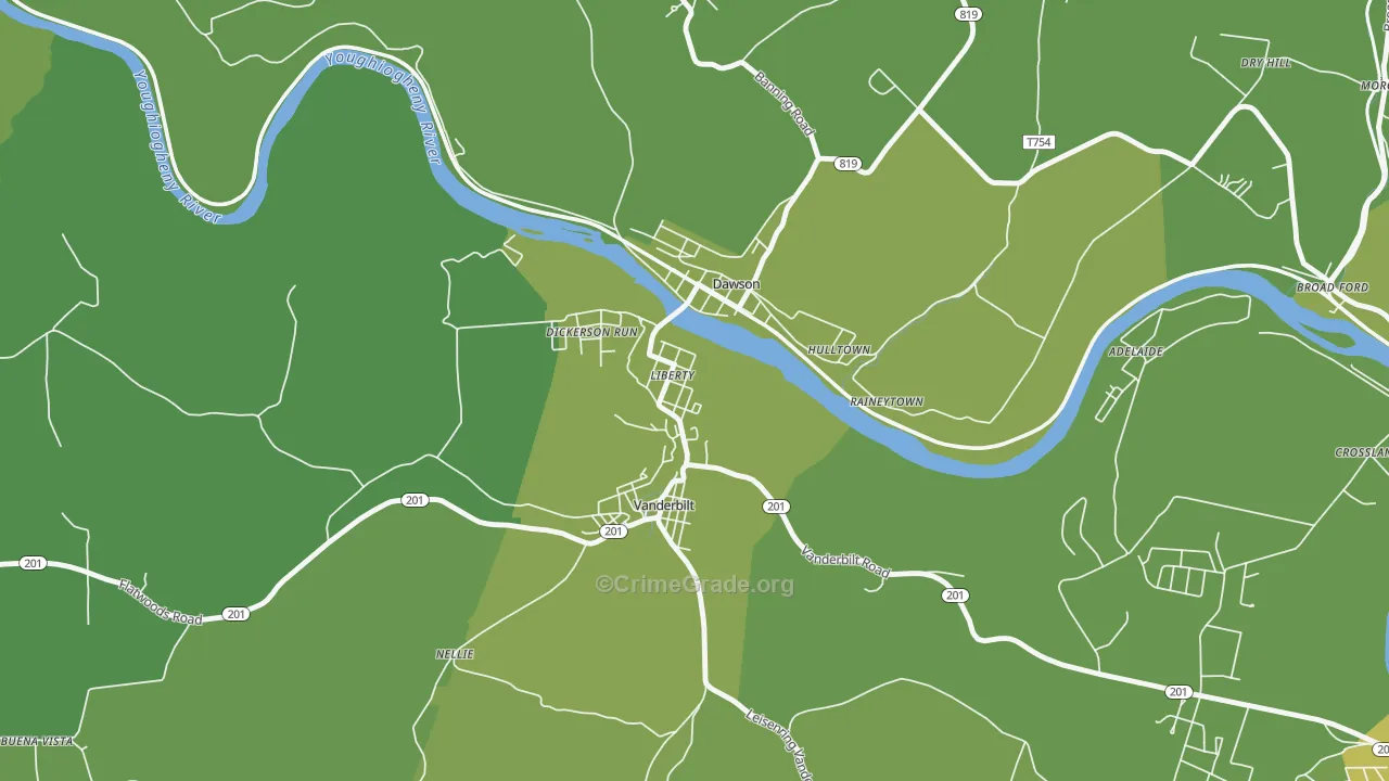 15430, PA Map of Vehicle Theft Rates