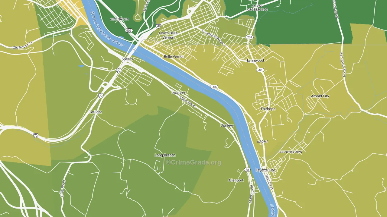 15432, PA Map of Vehicle Theft Rates