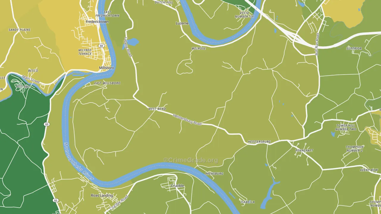 15433, PA Map of Vehicle Theft Rates