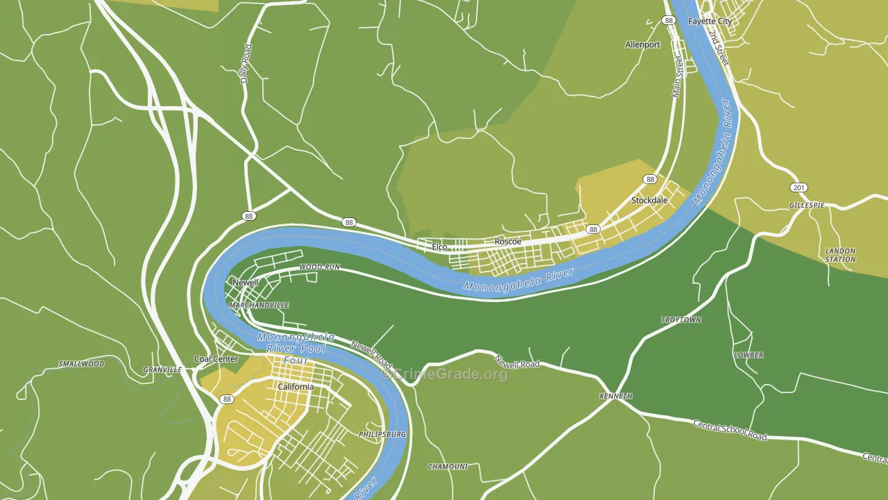 15434, PA Map of Vehicle Theft Rates