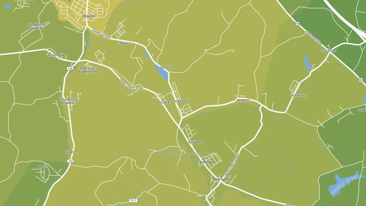 15435, PA Map of Vehicle Theft Rates
