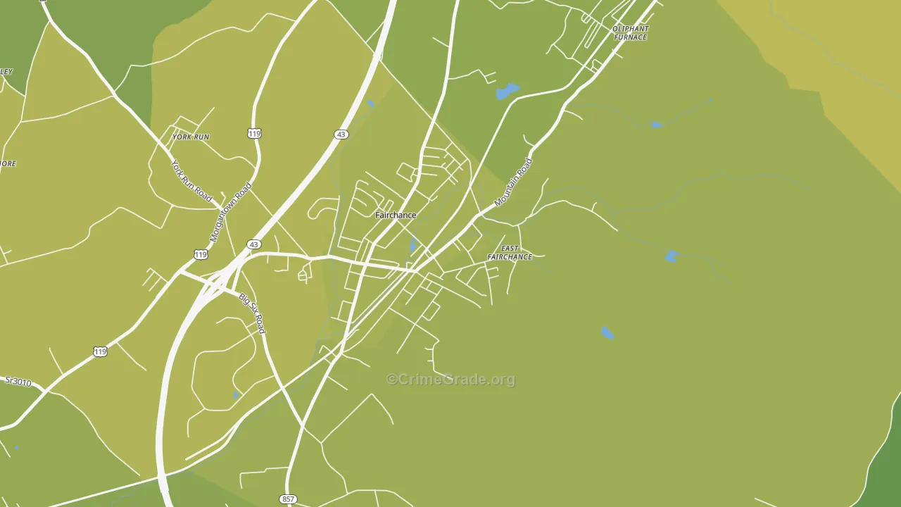 15436, PA Map of Vehicle Theft Rates