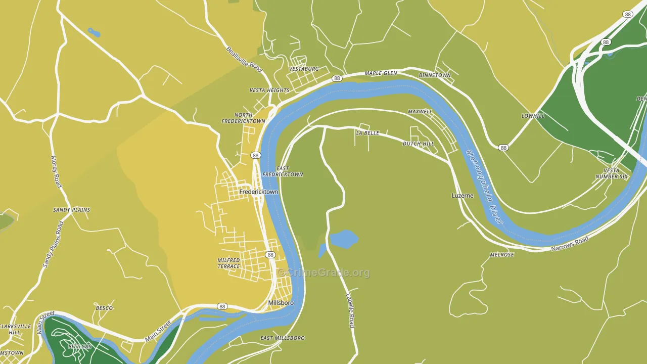 15450, PA Map of Vehicle Theft Rates