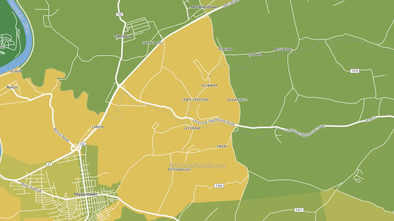 15454, PA Map of Vehicle Theft Rates