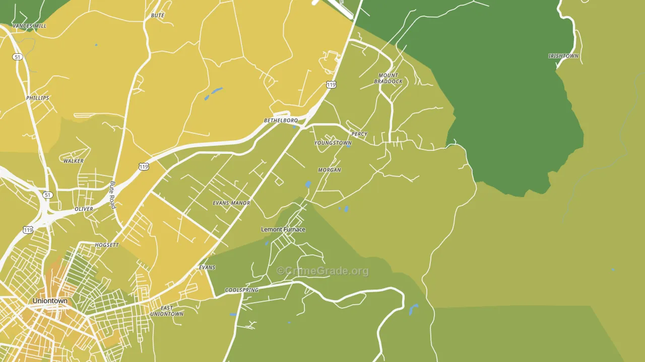 15456, PA Map of Vehicle Theft Rates