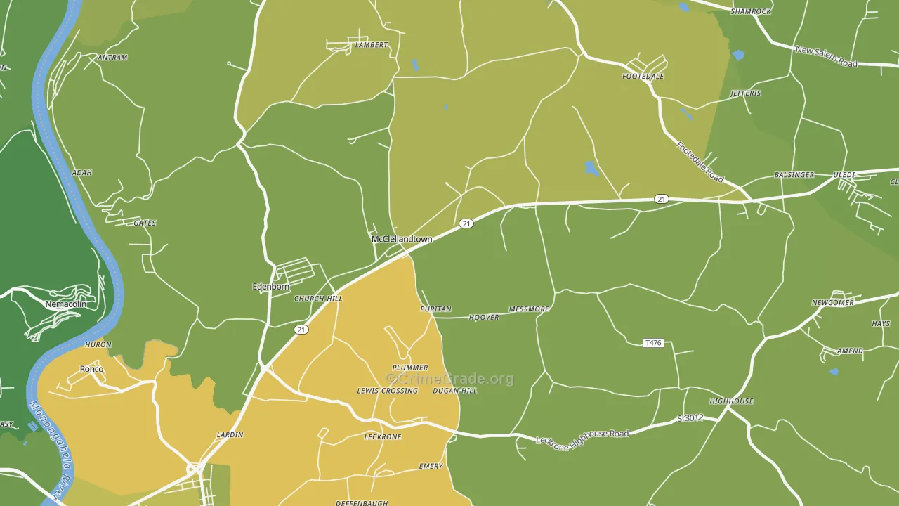 15458, PA Map of Vehicle Theft Rates