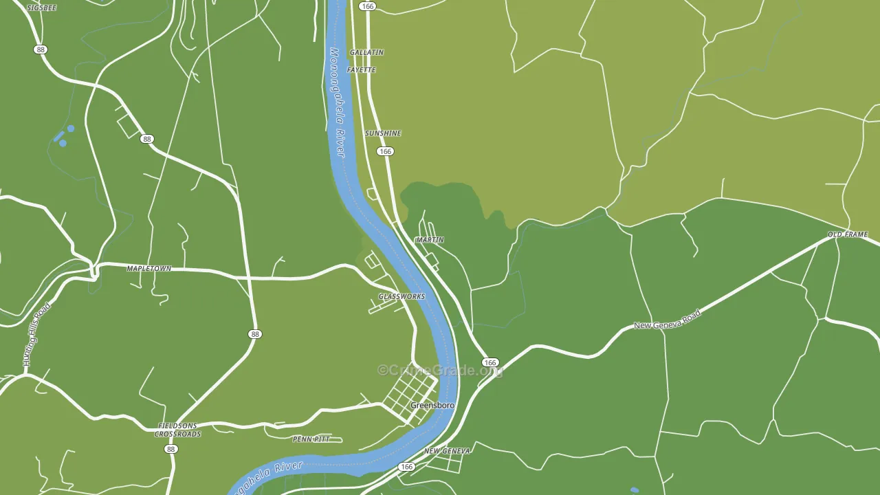 15460, PA Map of Vehicle Theft Rates